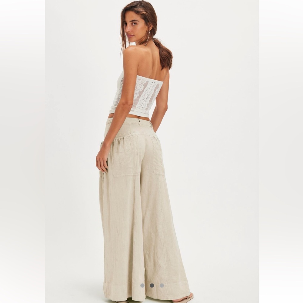 Free People Cream Wide-Leg Pants - Picture 2 of 13